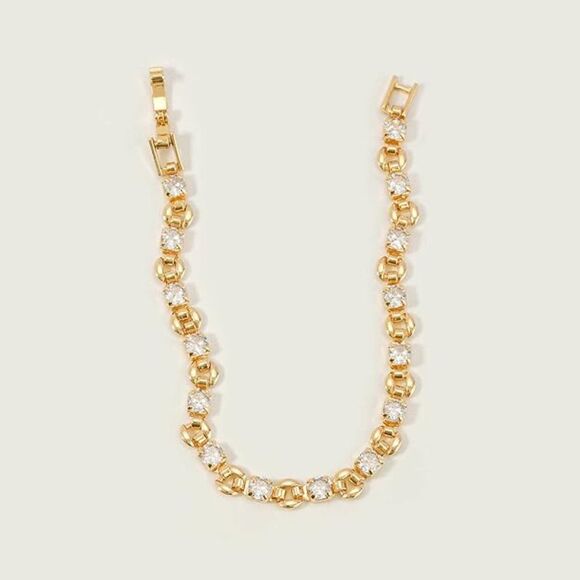 Tennis Bracelet, Tennis Link Chain Round CZ Simulated Diamond Stones Bracelet - Picture 3 of 5